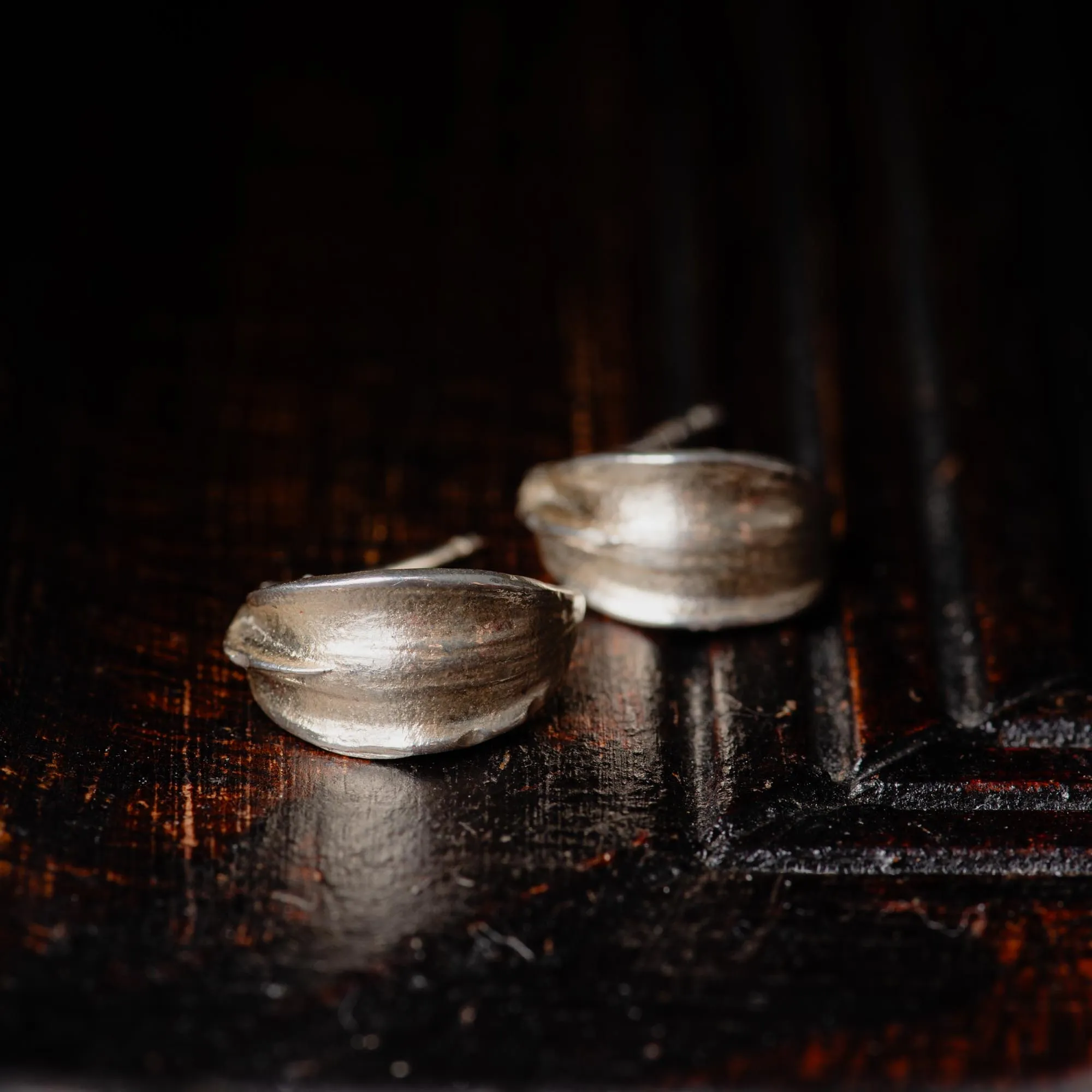 Leaf Inspired Sterling Silver Huggie Earrings - Image 4
