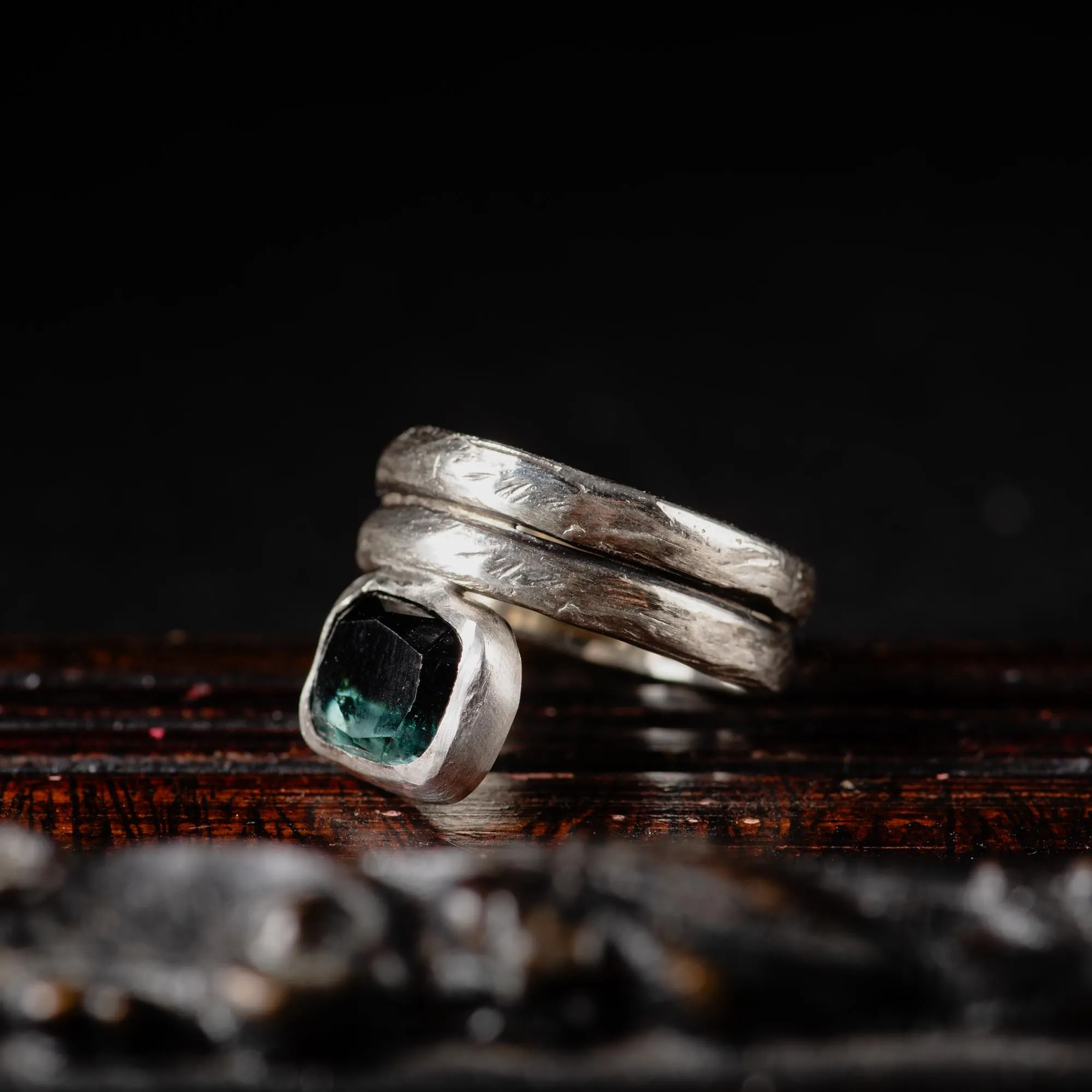 Blue Green Bi-Color Tourmaline Statement Ring - Image 2