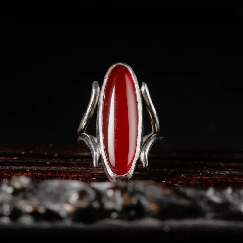 Sterling Silver Carnelian Oval Statement Ring
