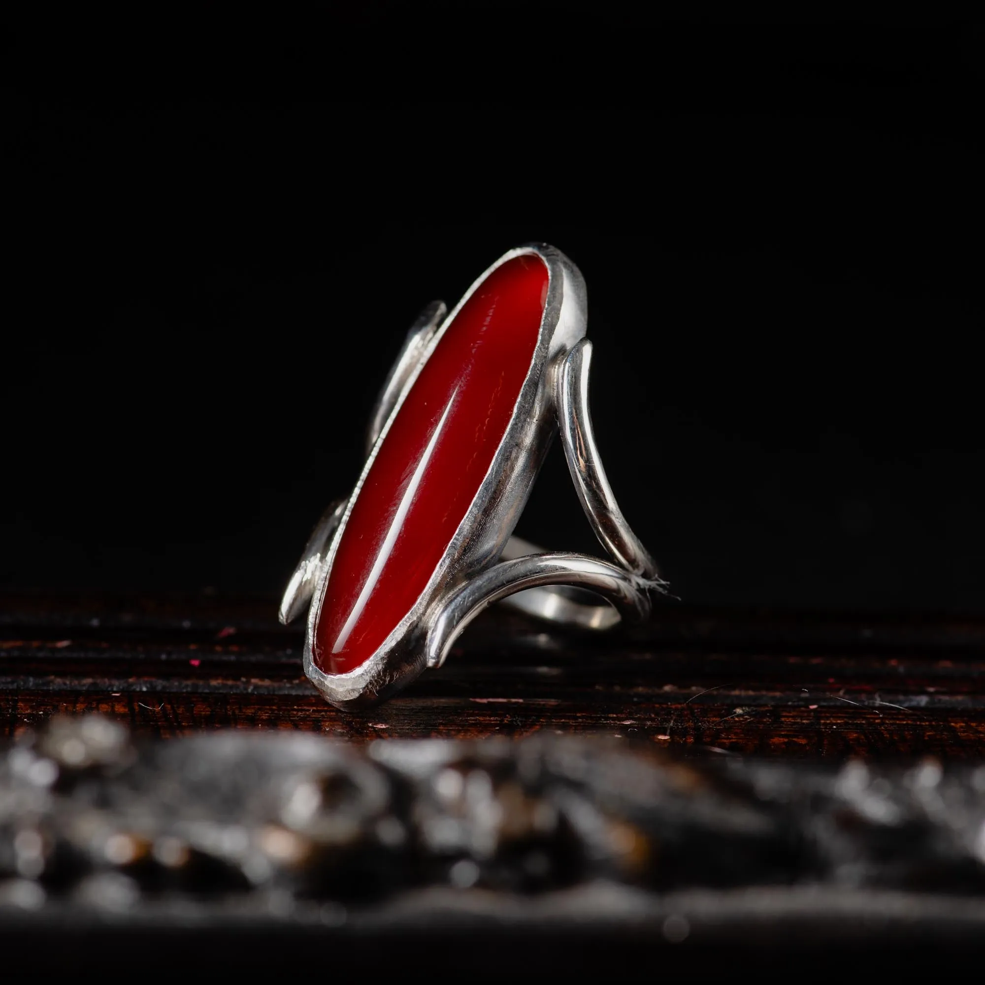 Sterling Silver Carnelian Oval Statement Ring - Image 3