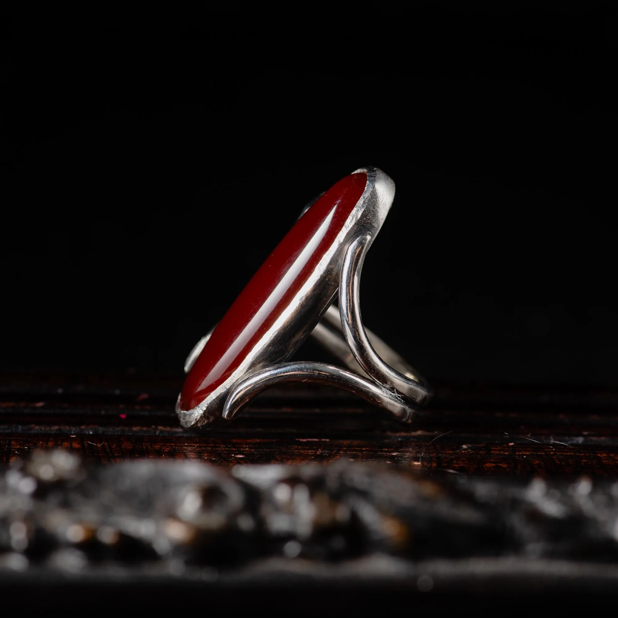 Sterling Silver Carnelian Oval Statement Ring - Image 4