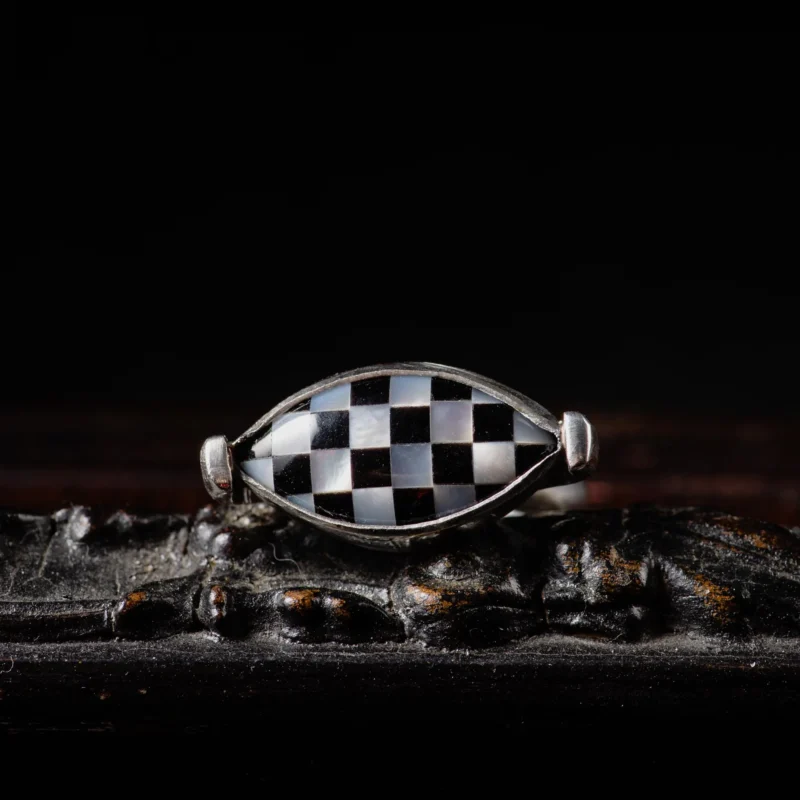 Onyx and Mother of Pearl Checkerboard Ring