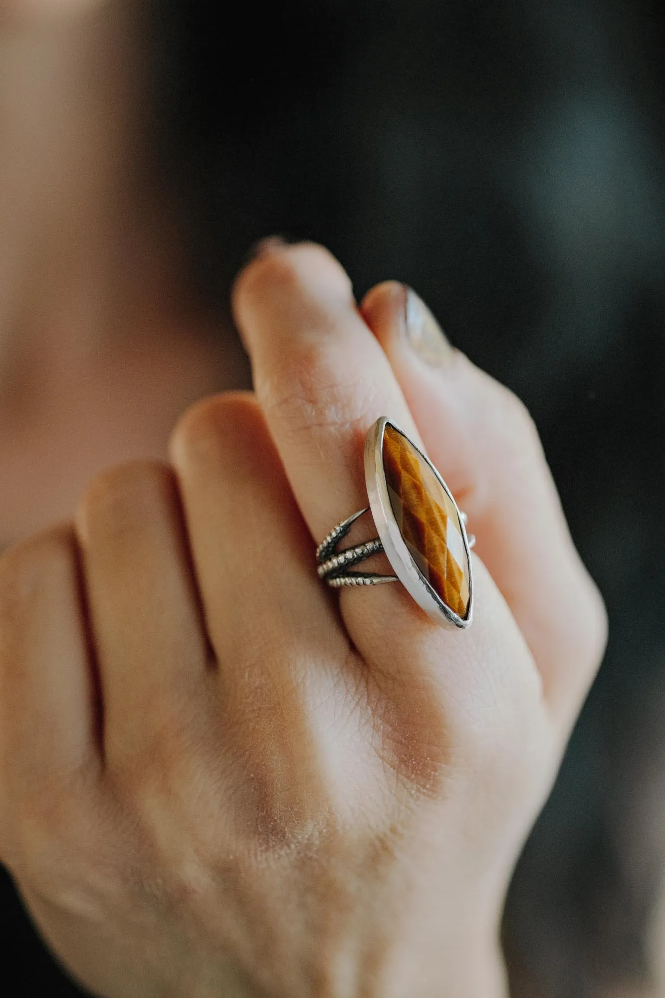 Sterling Silver Tiger’s Eye Statement Ring - Image 4