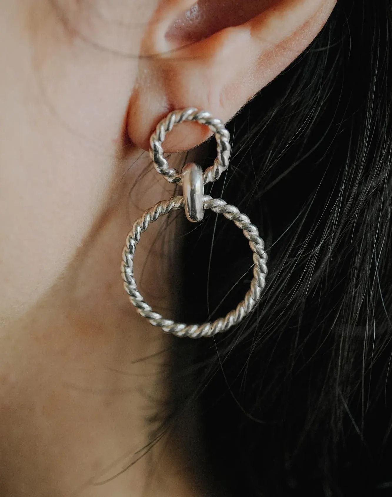 Double Hoop Sterling Silver Earrings