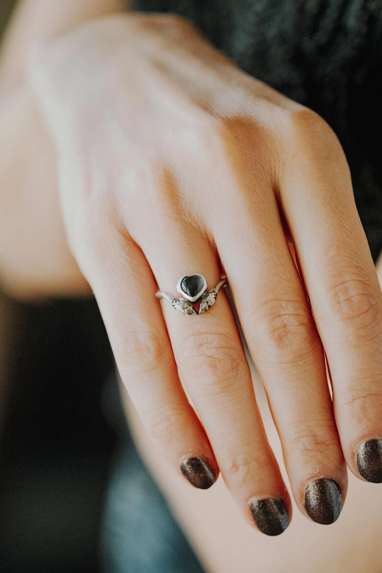London Blue Topaz Snake Ring in Sterling Silver - Image 2