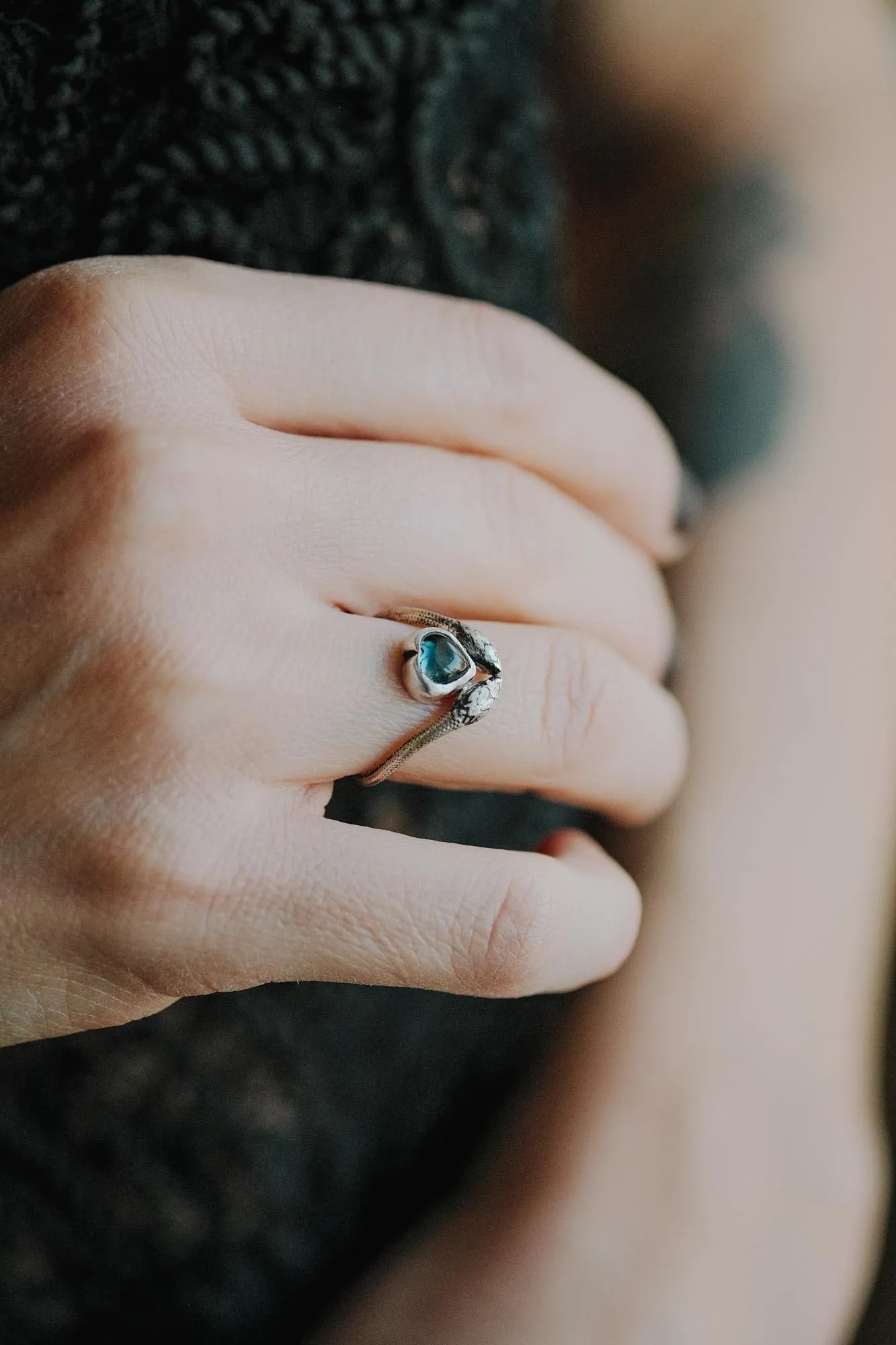 London Blue Topaz Snake Ring in Sterling Silver - Image 6